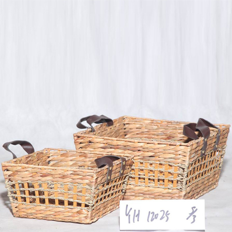 手工北欧海草篮编织花盆家居用品草编收纳筐折叠桌面草编花篮