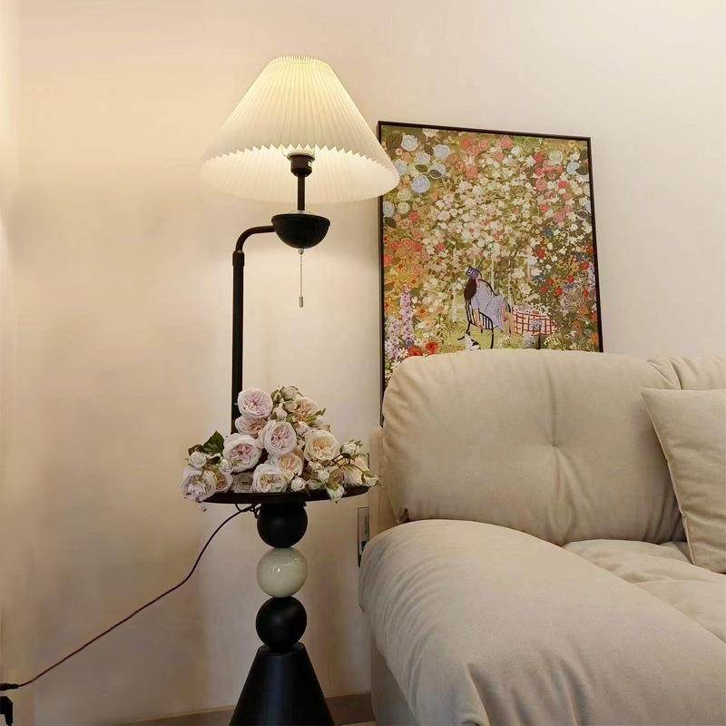 高颜值客厅沙发旁边的落地灯奶油风卧室床头柜台灯一体茶几带灯