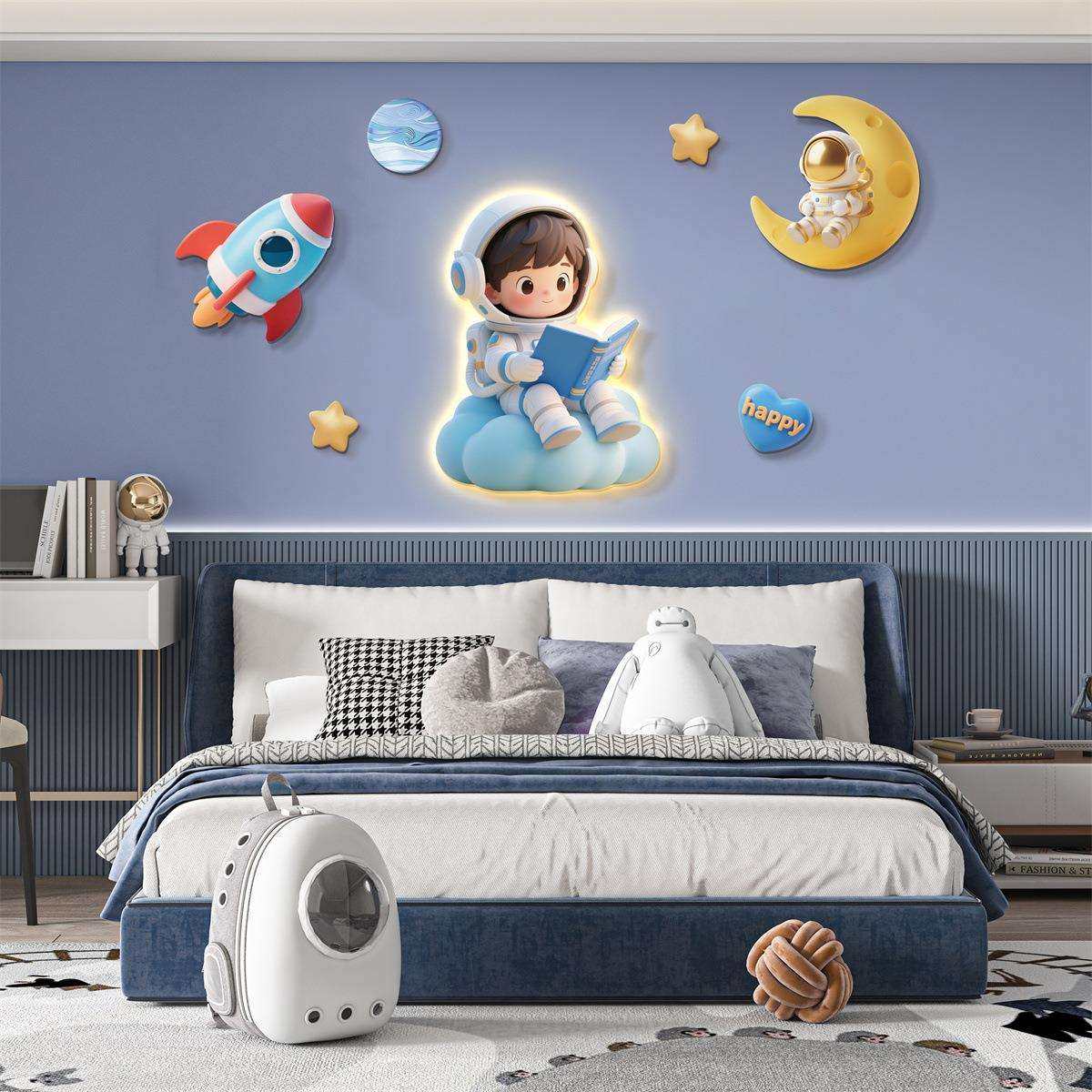 创意画女孩房男孩房儿童房卧室床头装饰画氛围画可爱温馨组合创