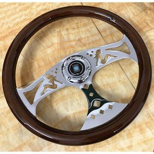 汽车改装桃木方向盘实木复古赛车捷达普桑桑旅桑塔纳14寸15方向盘