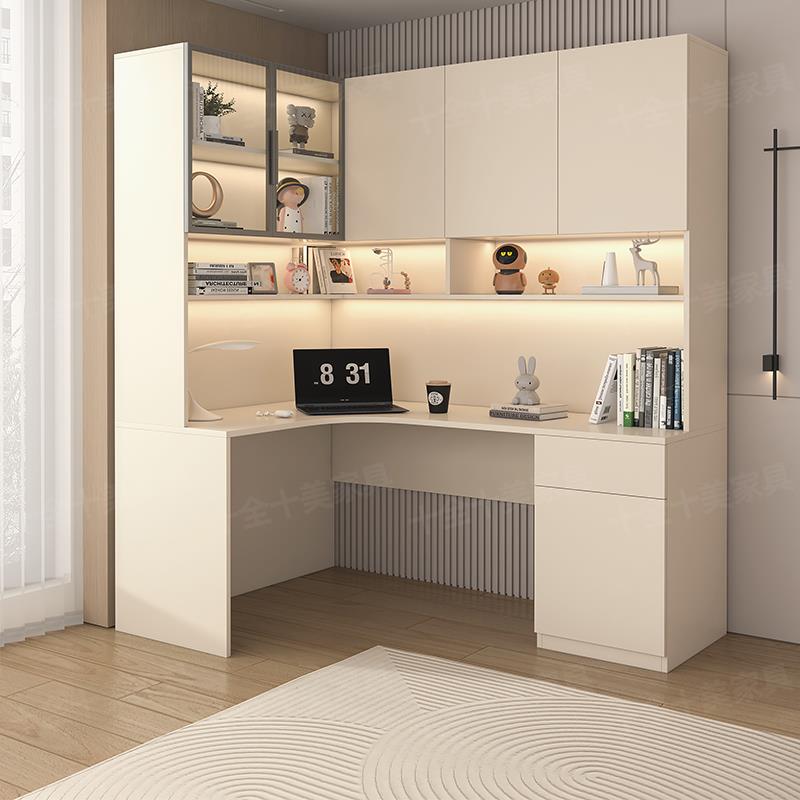 N5转角书桌书架一体桌书柜组合家用学生写字桌卧室办公桌L型电脑