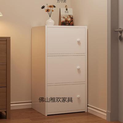 简约置物架带柜门客厅卧室靠墙多层收纳架子窄柜落地式储物架