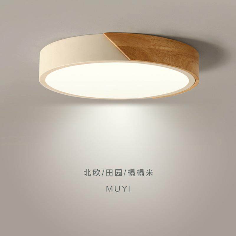 北欧led吸顶灯简约现代客厅灯长方形创灯座铁艺圆形卧室实木灯具