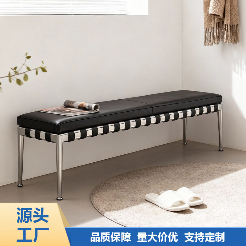 意式轻奢客厅沙发凳卧室布艺床尾凳酒店商场休息区接待可躺长条凳
