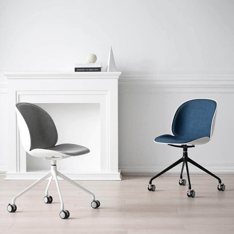 小型电脑椅家用商务胶壳软包迷你书房学习椅布艺贝壳椅