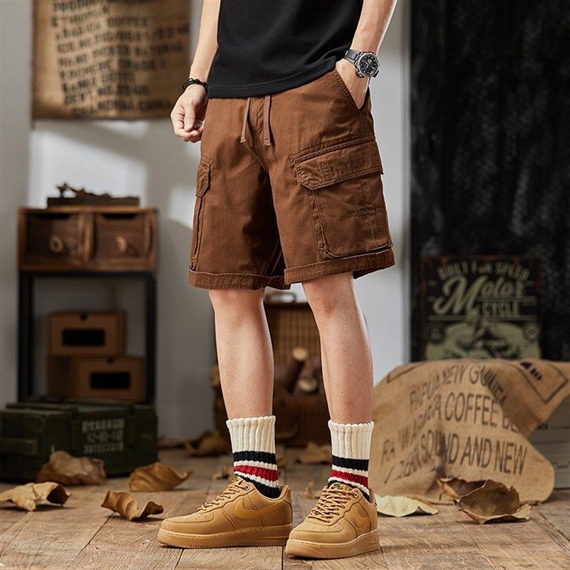 美式男士夏季裤子复古宽松百搭工装短裤潮牌大码多口袋休闲五分裤,男装,短裤,淘宝优惠券,粉丝福利购,淘宝优惠卷