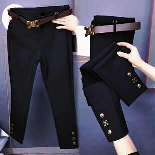 黑色小西裤女九分裤2024春秋新款韩F版显瘦休闲裤西装裤白搭小脚