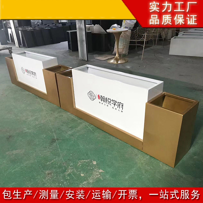 户外组合不锈钢花箱广场公园花槽移动镀锌板铁艺花盆市政中央花坛