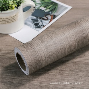 加厚浅灰木家具贴纸翻新自粘墙纸波音软片灰色木纹纸衣柜改色装 饰