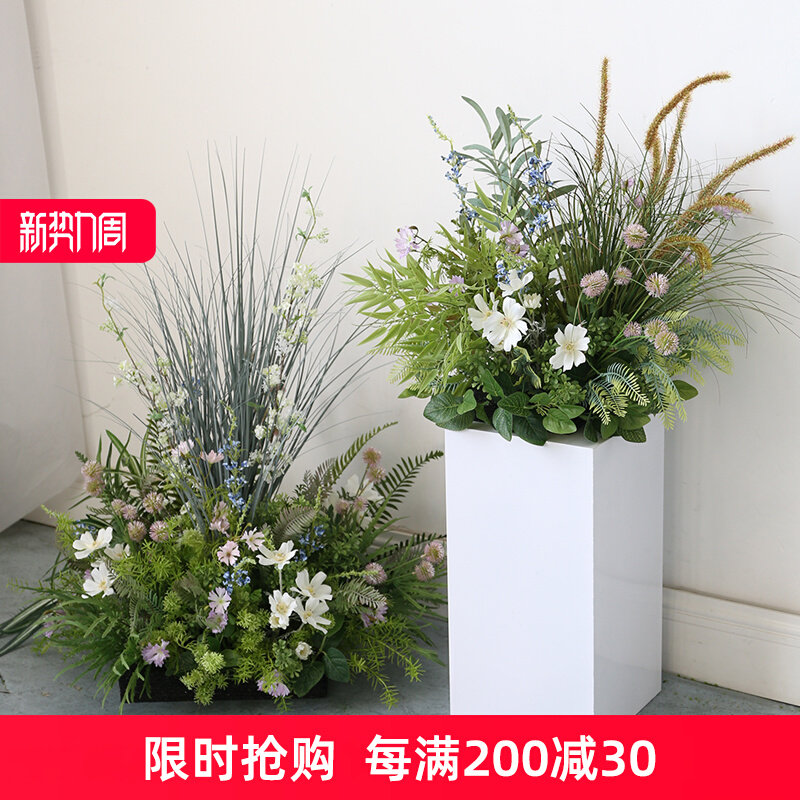 自然风仿真芦苇蕨叶狗尾巴插花摆件墙角柜台橱窗小型花艺造景美陈