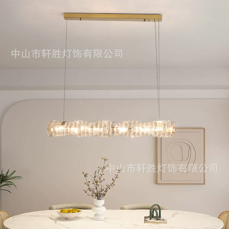 轻奢餐厅水晶吊灯艺术现代简约长条饭厅餐桌吧台奢华设计师款灯具