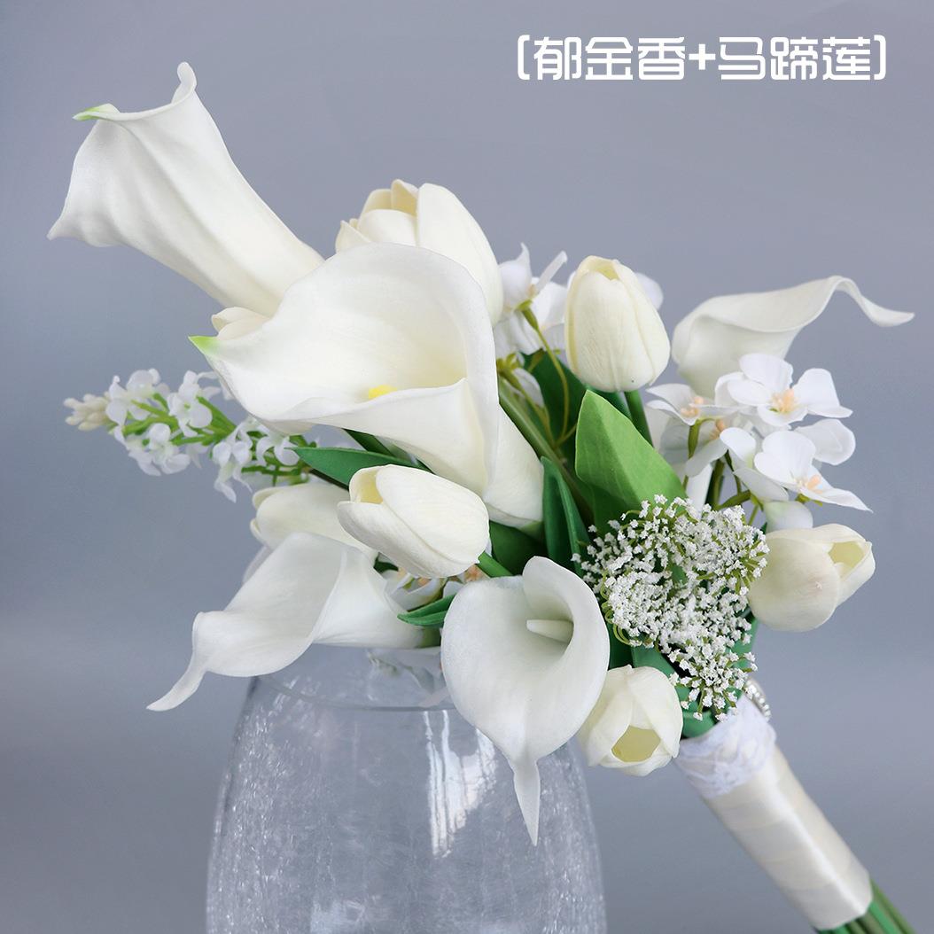 手感保湿郁金香新娘手捧花韩式户外婚礼拍照道具结婚领证花束婚庆