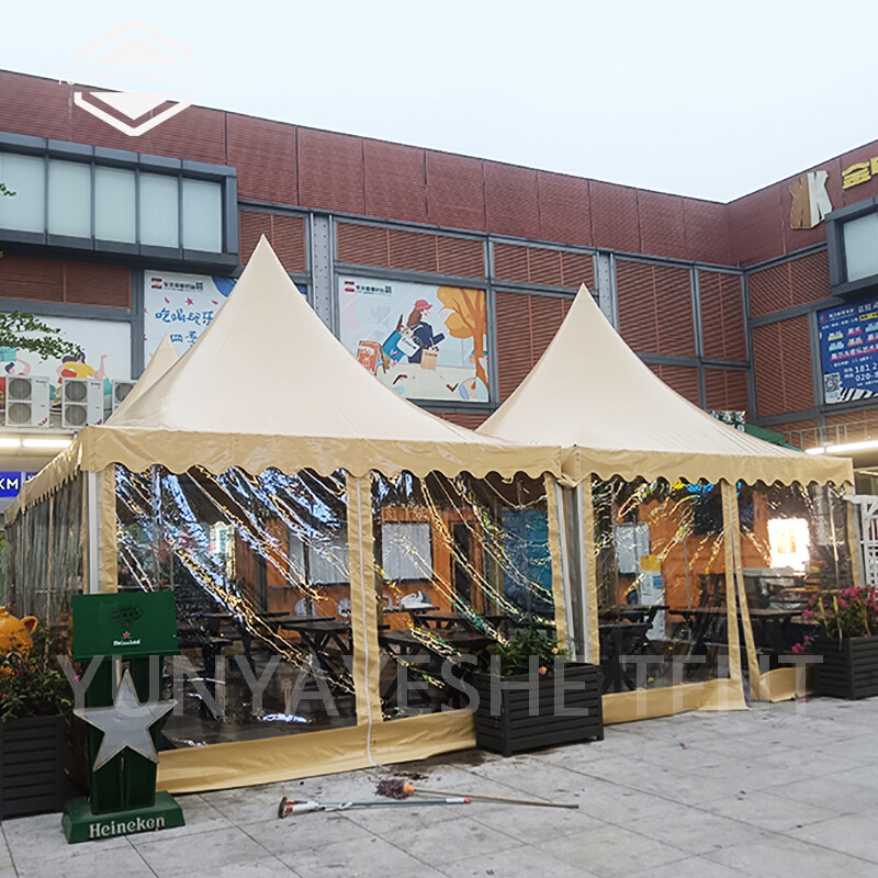 尖顶帐篷 4x4m欧式篷房 户外餐厅烤吧遮阳篷 铝合金框架结构组装
