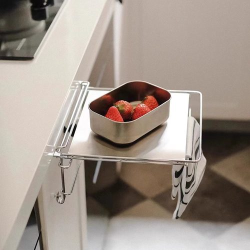 厨房橱柜门悬挂不锈钢桌板收纳隔板可折叠辅助台碗具杂物整理置物