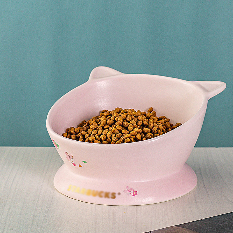 陶瓷斜口猫碗 狗盆装饰器皿容器 家居装饰宠物专用碗陶瓷盆喝水碗