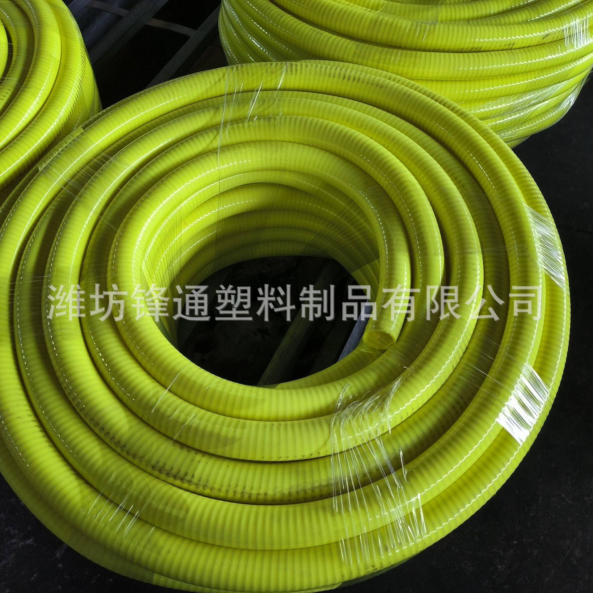 黄色硅胶钢丝管耐低温抗老化抽油钢丝螺纹管塑料增强软管