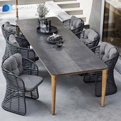 户外藤椅桌椅组合室外别墅庭院花园防水防晒休闲茶几民宿藤编家具