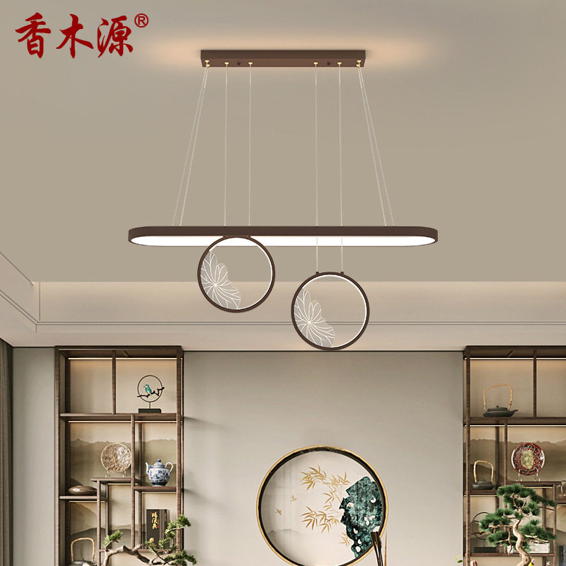 简约现代新中式餐厅吊灯中国风艺术装饰灯led长条餐吊吧台灯3158