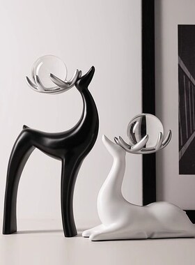 速发水晶球麋鹿摆件轻奢高家档居客玄厅关电视柜酒柜创意装饰乔迁