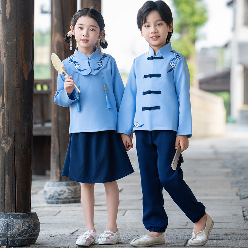 速发表一儿童民朗风演出服学生装男童诗国诵合唱六演服装五四青年
