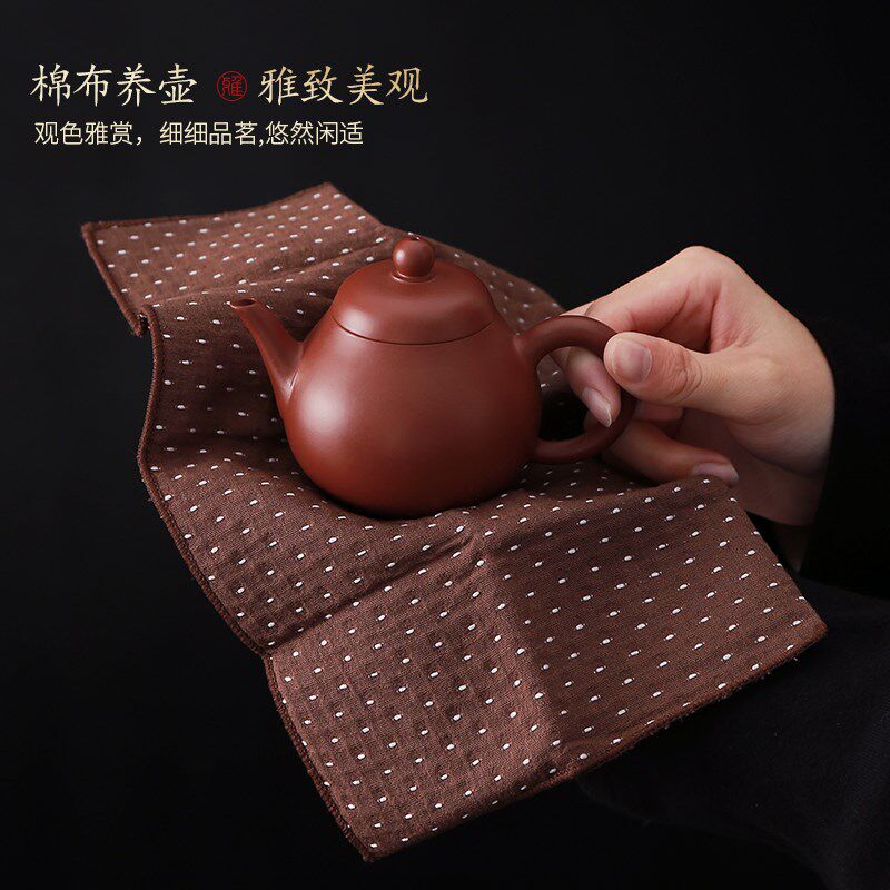 速发日式棉麻吸水茶巾茶布 茶室茶杯垫刺绣养壶巾抹布茶具配件