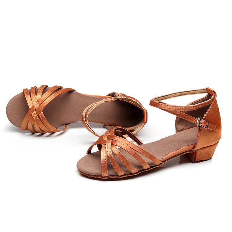 速发拉丁舞学儿童孩交谊舞少鞋者初儿中跟软底练功夏跳舞鞋