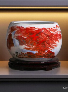 速发景德鸿陶瓷镇运家头聚宝盆摆件中式客厅当居饰品客厅玄关收纳