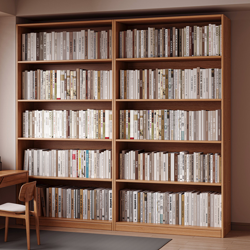 速发去木厅化书柜一体靠墙全实物松客书架满墙家用展示柜收纳储木