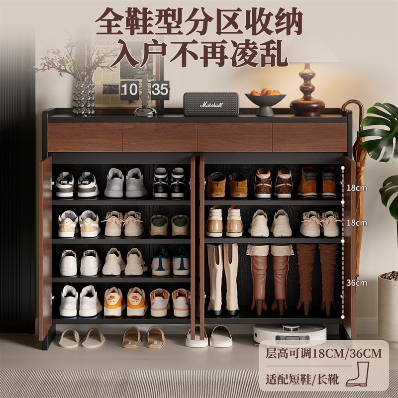速发实木生态板鞋柜家用门口入户多层超大鞋架子防尘玄关柜台置物