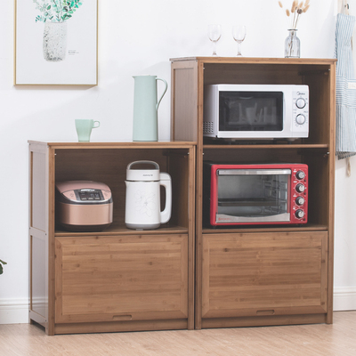 速发餐边柜厨房物物架微木炉架落地多层储置柜杂物收纳柜茶水柜波