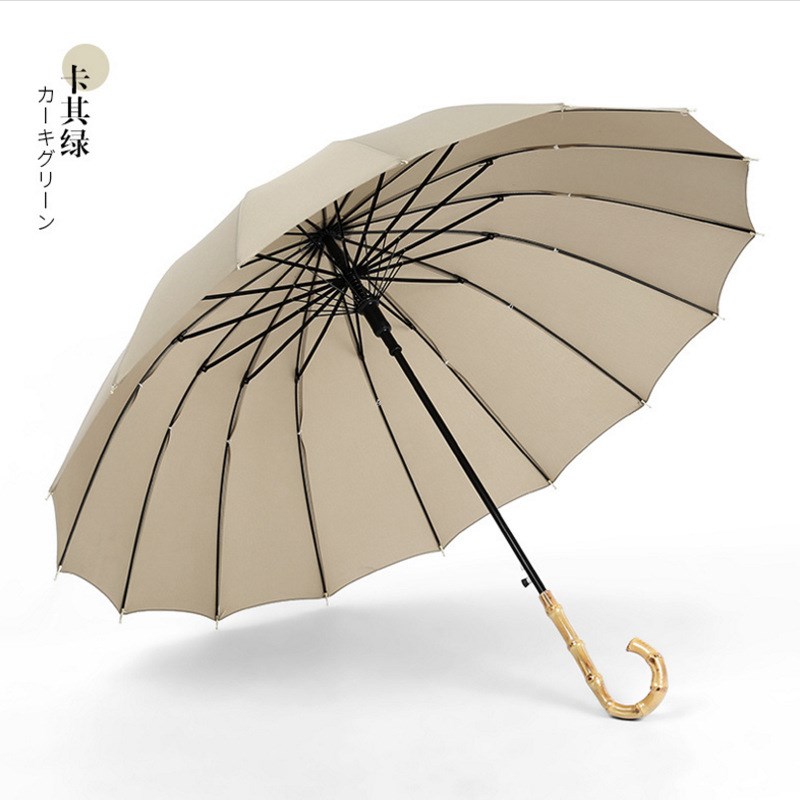 速发柄家直销自动16骨长柄伞文艺素色晴o伞加印l雨go竹节厂直杆雨