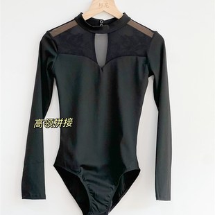 速发舞蹈服立领刺绣芭体服高领形操服连体服长袖 体蕾舞练功服
