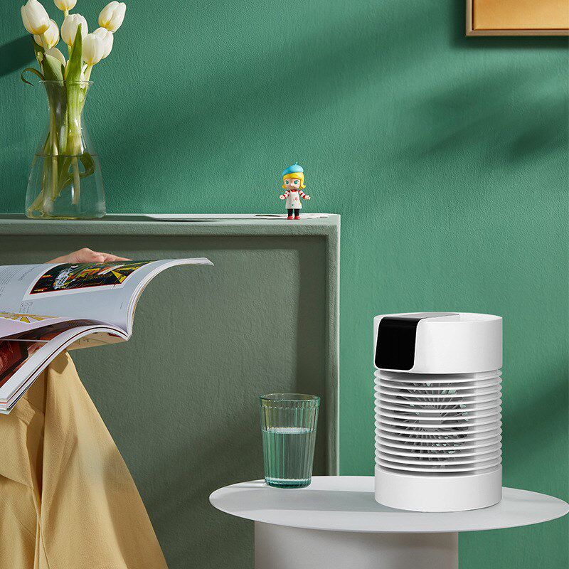 速发新款迷22旋转水冷风扇桌面摇头空调扇F你便式冷加机喷雾风湿