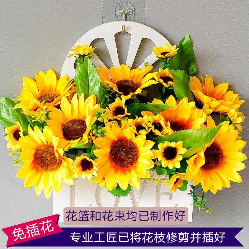 直销新款田园仿真花装饰品墙上墙壁花篮室内客厅餐厅悬挂家居假花