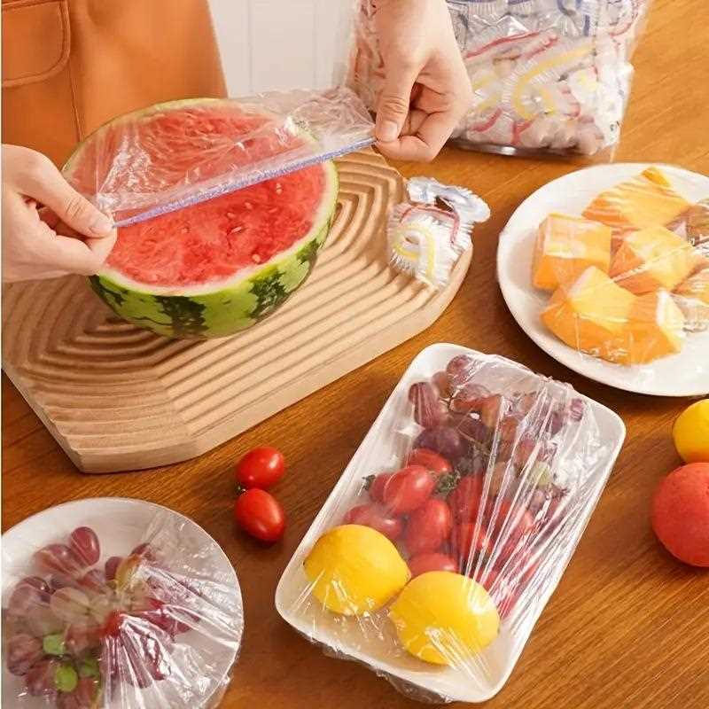 直销新款一次性食品级保鲜套家用加厚PE保鲜膜松紧口伸缩防串味保
