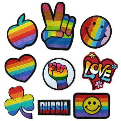 直销新款跨境爆款patch刺绣布贴彩色笑脸爱心绣花贴章补洞贴装饰