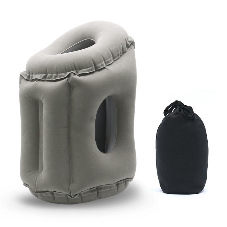 直销新款现货充气抱枕植绒办公室学生趴睡枕充气午睡枕长途火车飞