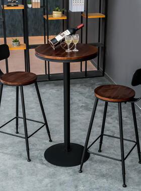 复古铁艺椅酒吧吧椅高脚实木桌高脚凳椅吧68033台台凳小圆桌吧圆