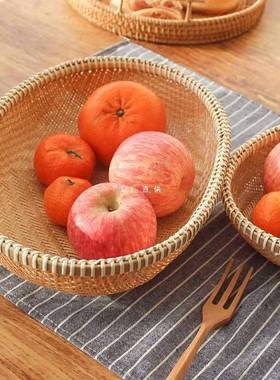 编收纳筐手圆工簸箕形筲箕竹筛子篮竹制品家用有F87586MM孔水果竹