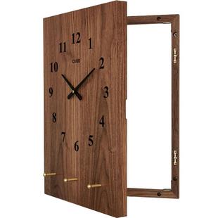 黑钩胡桃表箱带钟加挂衣电表箱装饰画竖款PUF衣挂钩遮挡架挂胡桃