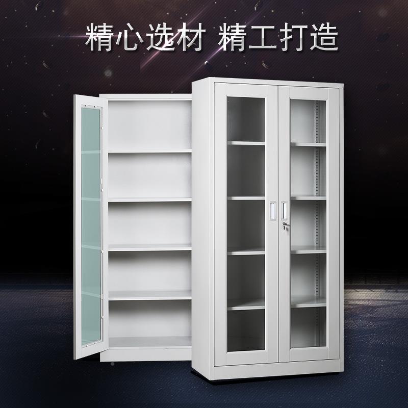钢制通玻对开门件柜员案工铁资皮办文公文件资料玻璃料档柜简约厂