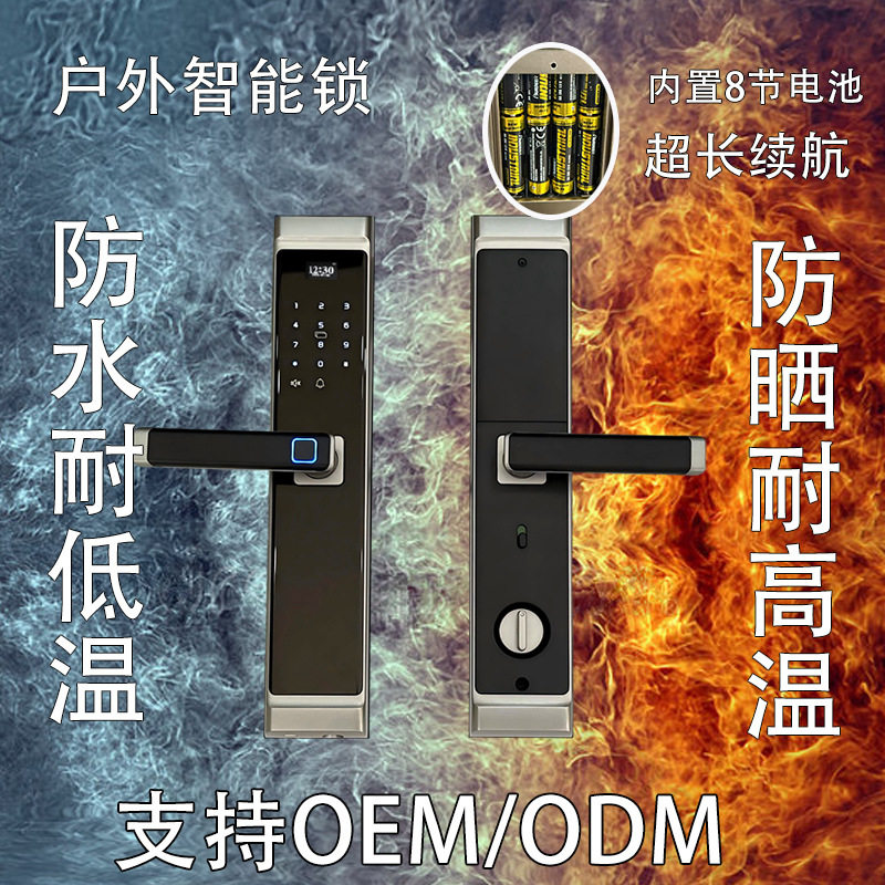 户外防水指纹密码双开入户门锁