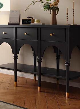 代简约边复古风玄关柜实木斗现柜餐靠85473柜美式墙置物架储物柜