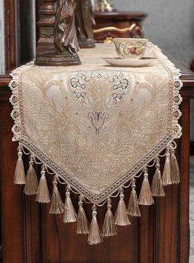 欧包式桌旗茶iZCr7Tt2轻奢美式床旗搽桌布几蕾餐丝长条桌台布装饰