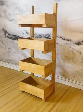 实木多层置架收纳架客厅杂物陈OBR架餐厅列厨物房蔬菜水果储物陈