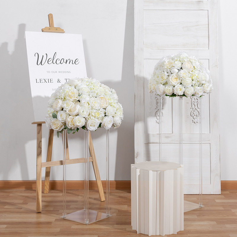 婚庆白色玫瑰花球商场橱窗展示花欧式草坪教堂户外婚礼布置路引花