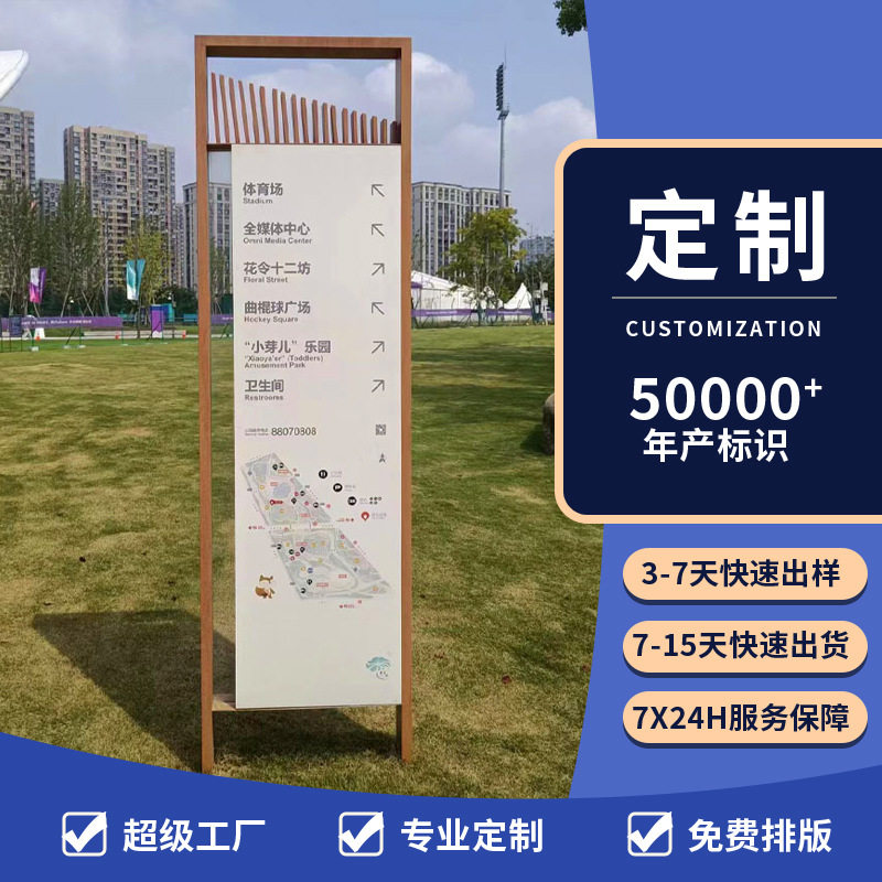 户外公园不锈钢仿木纹导视标识牌