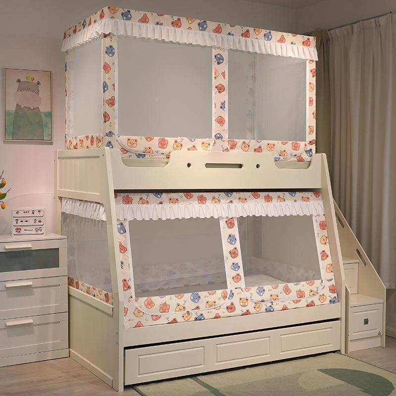 20HAZ25款上铺子母床多花开门下卡通床帘遮光蚊帐床坐式边蚊账