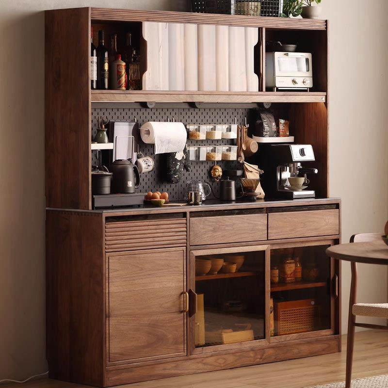 北美黑胡桃餐边柜家SCL客厅柜实木酒用橱柜柜一体靠墙展示柜高储