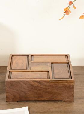 胡桃木储木制果干盒收纳盒VUG创分格式桌面物盒意胡桃木木制木盒